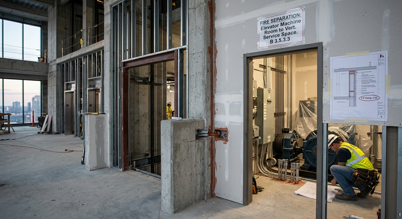 National Building Code Standards for Elevator Fire Separations and Service Facilities