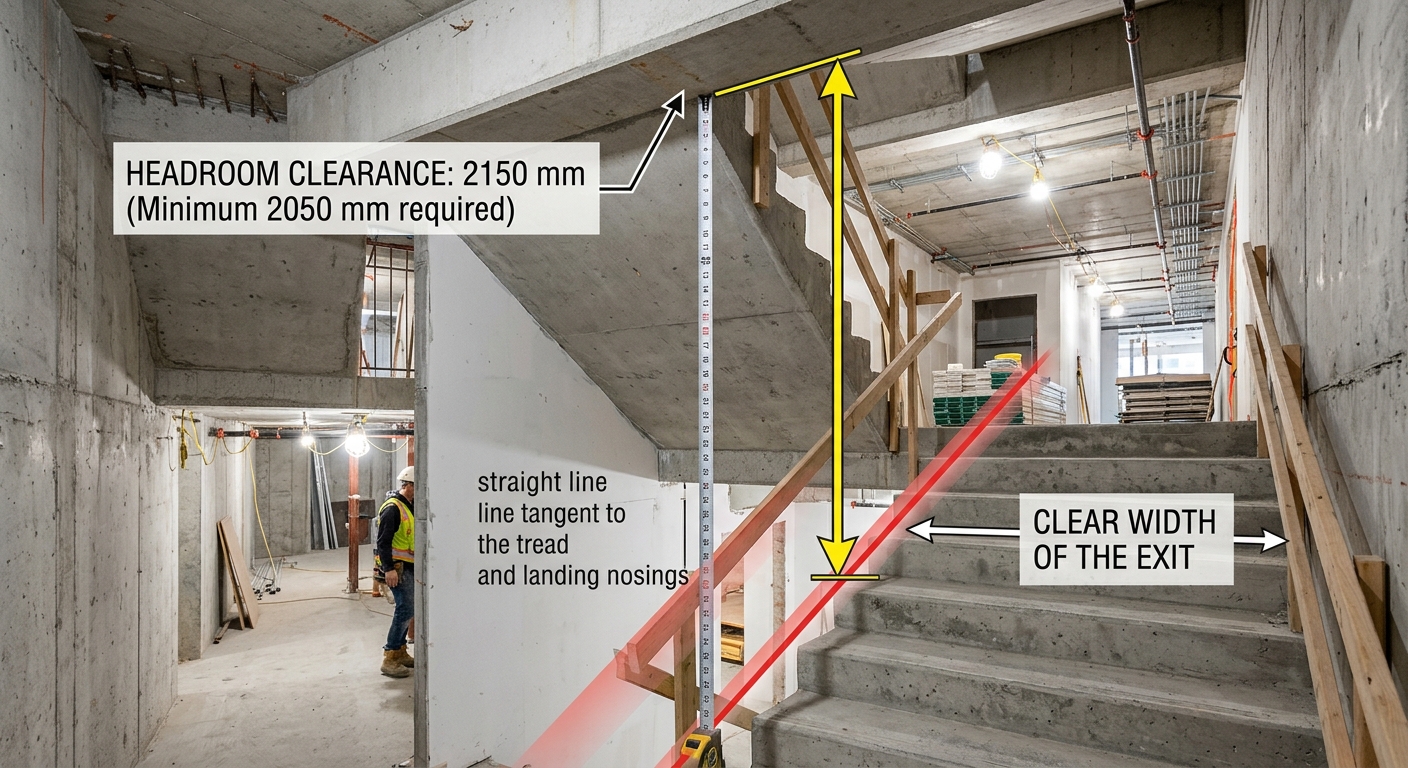 National Building Code Standards for Exit Headroom and Fire Separation