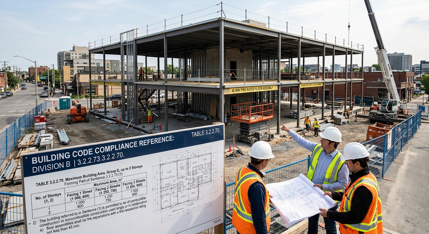 NBC Fire Safety & Building Area Standards for Group E and F in London, Ontario