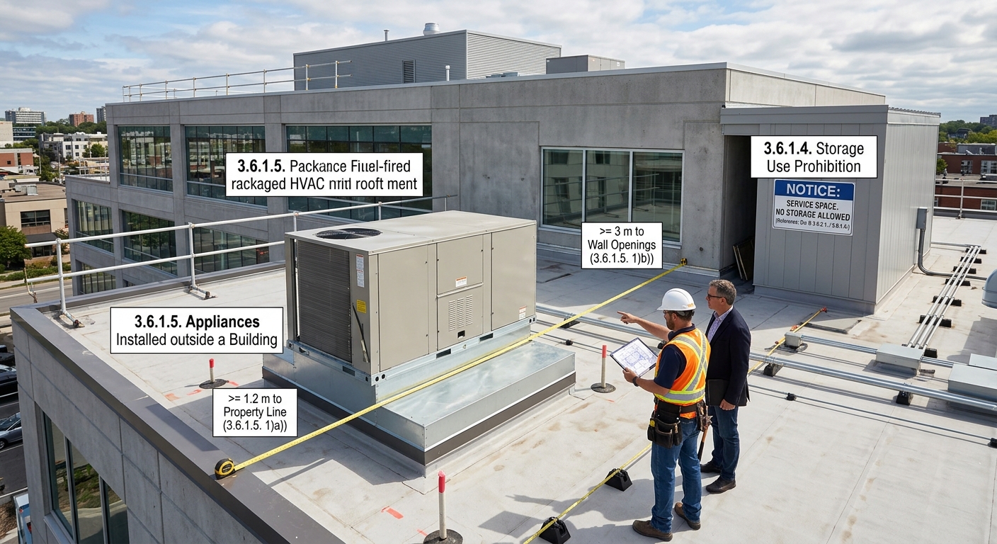 National Building Code Standards for Service Room Fire Separations and Outdoor Appliances
