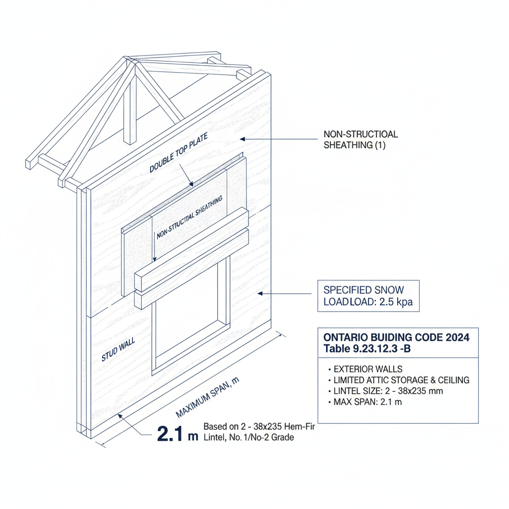 2024 Ontario Building Code: Maximum Hem-Fir Lintel Spans for London Residential Construction
