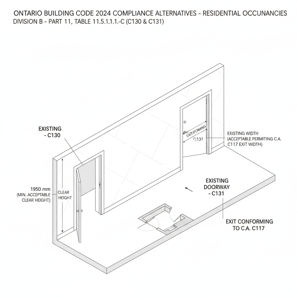 OBC Table 11.5.1.1.-C: Residential Compliance Alternatives for Ontario Renovations