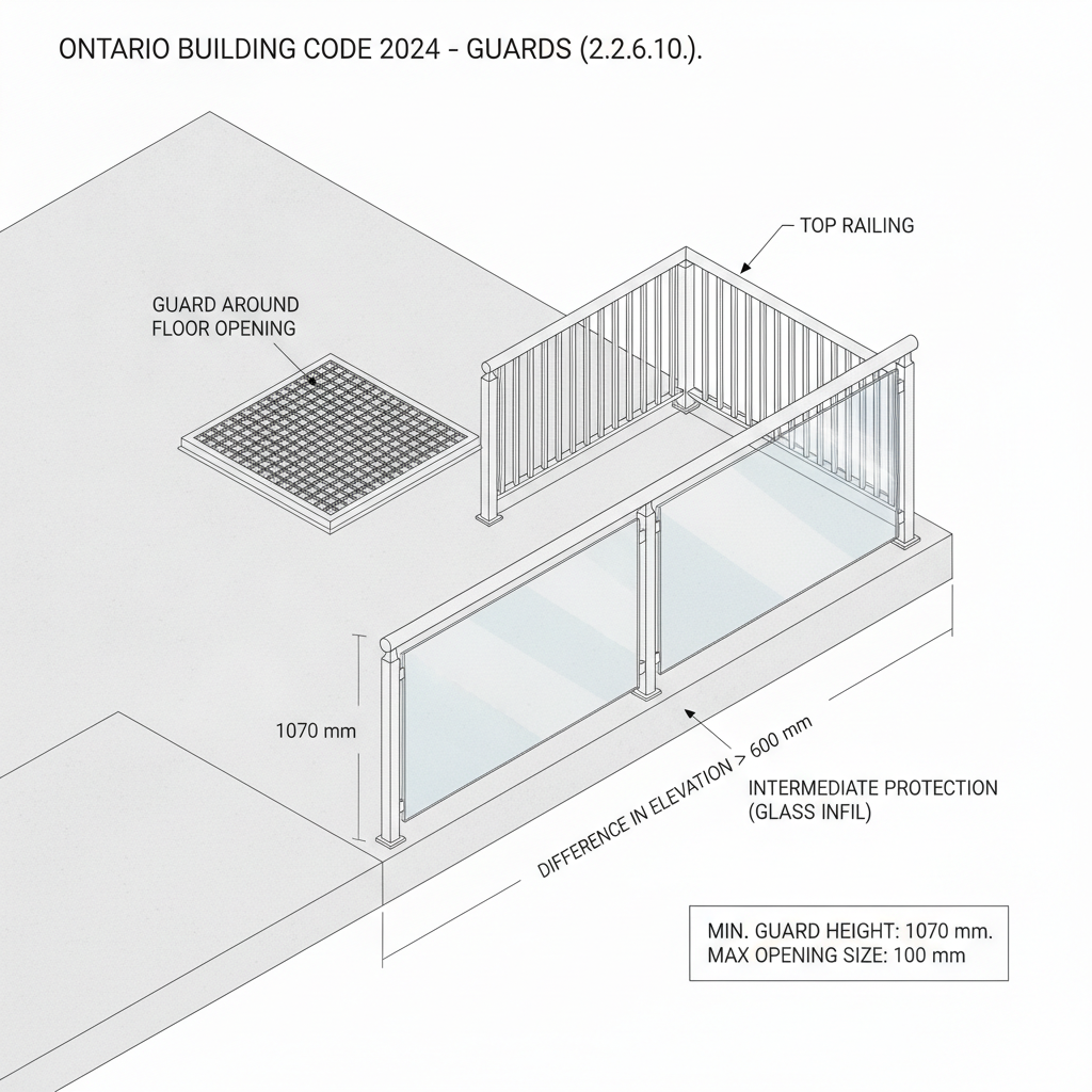 OBC 2024 Guide: Guard and Exit Requirements for Construction in London, Ontario