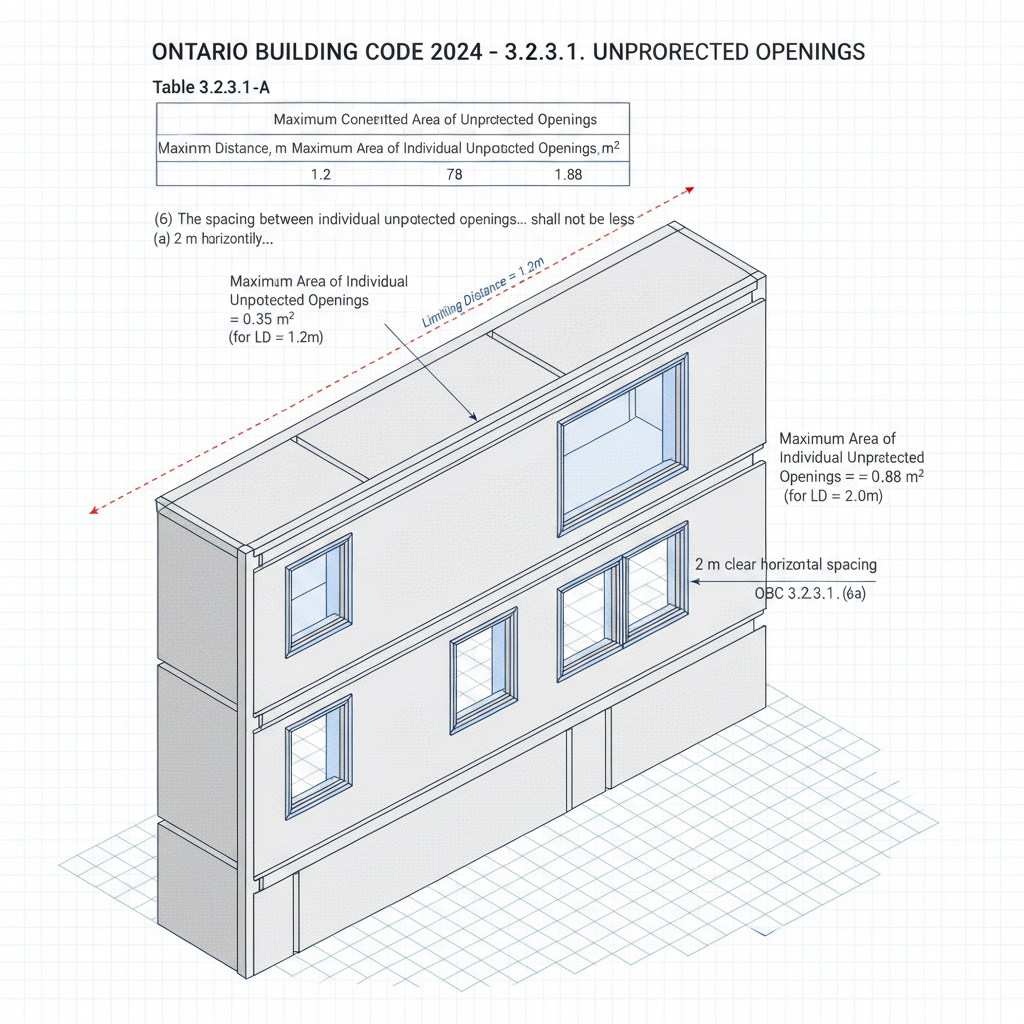 2024 Ontario Building Code 3.2.3.1: Guide to Unprotected Openings and Limiting Distance