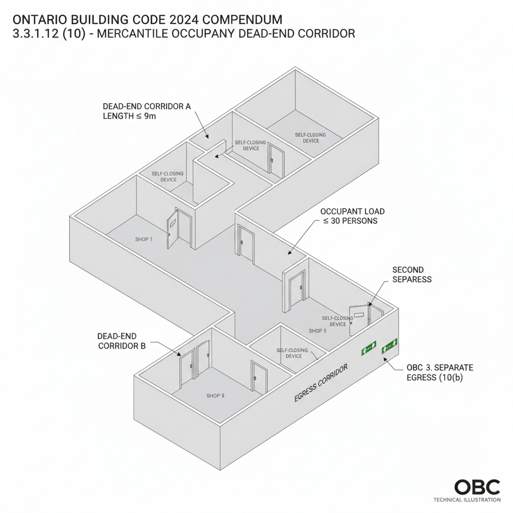 OBC 2024 Guide: Dead-End Corridors and Door Swing Requirements with empcontracting.ca Inc.