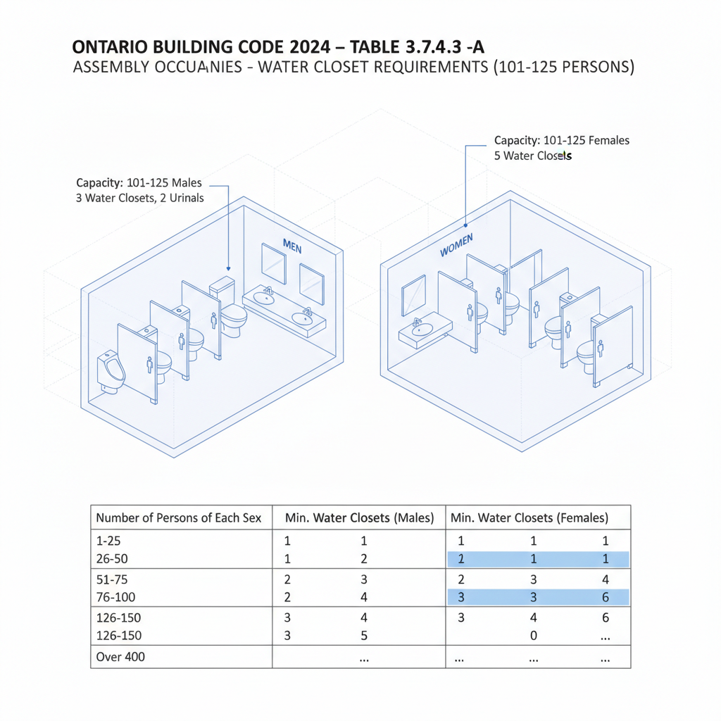 2024 Ontario Building Code Water Closet Requirements for Assembly Occupancies