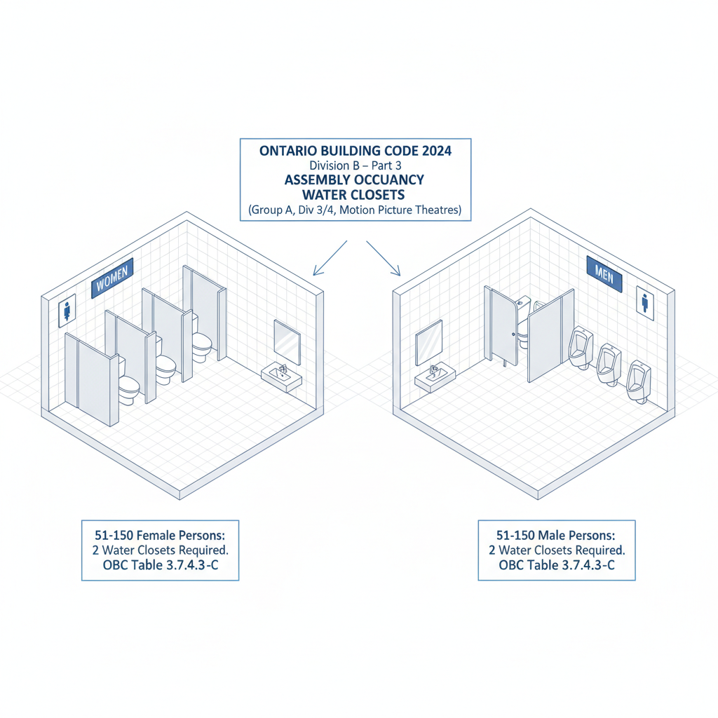 Ontario Building Code 3.7.4.3: Water Closet Requirements for Commercial Occupancies