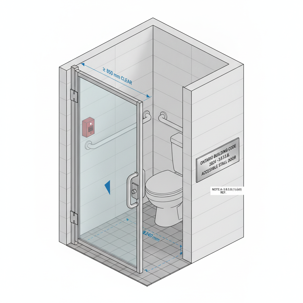 OBC 3.8.3.8 Compliance: Barrier-Free Water Closet Stall Requirements for London, Ontario Construction