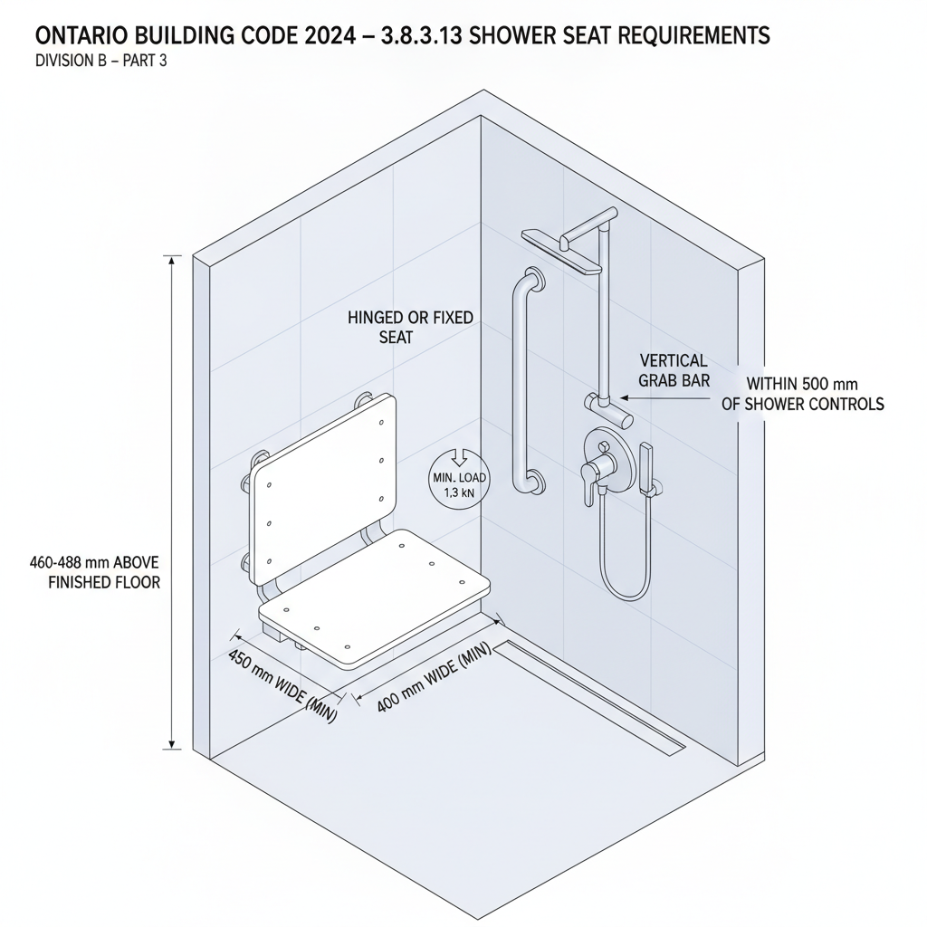 2024 Ontario Building Code 3.8.3.13: Expert Guide to Barrier-Free Shower and Universal Room Requirements