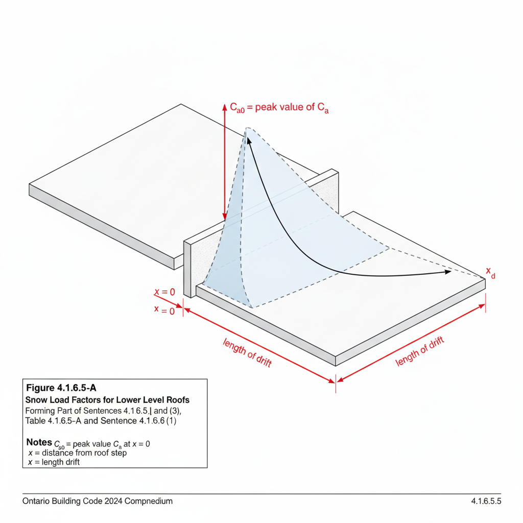 Understanding 2024 Ontario Building Code 4.1.6.5: Snow Load Factors for Lower Level Roofs