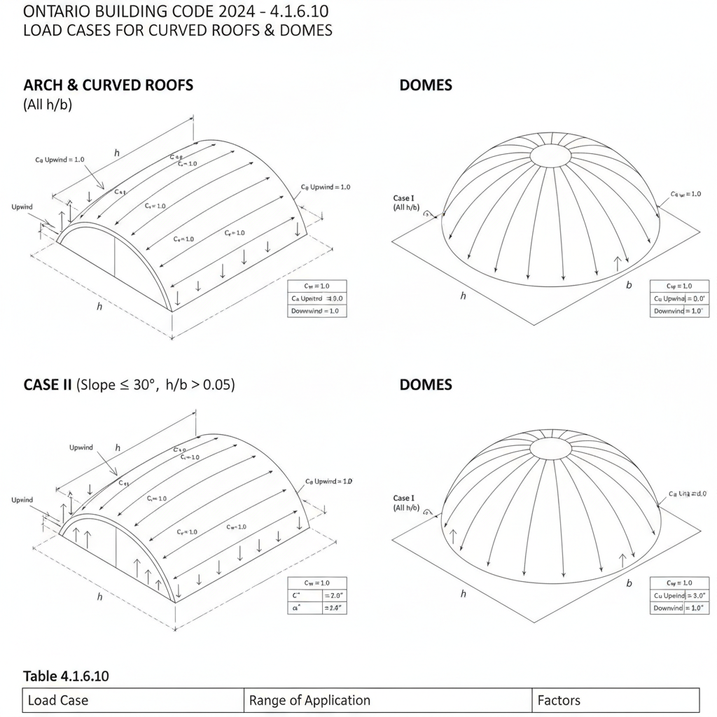 2024 Ontario Building Code: Structural Load Cases for Arch Roofs, Curved Roofs, and Domes
