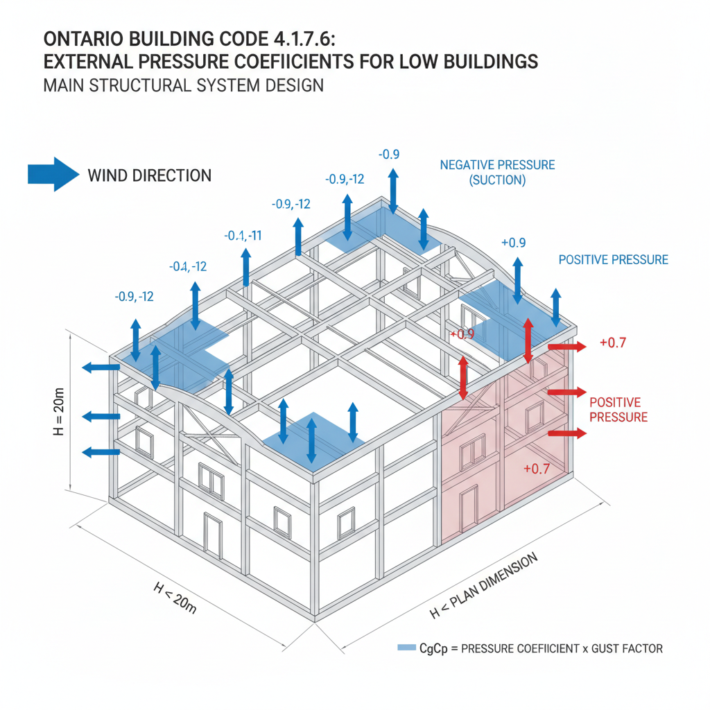 OBC 4.1.7.6: Wind Pressure Coefficients for Low-Rise Buildings in Ontario