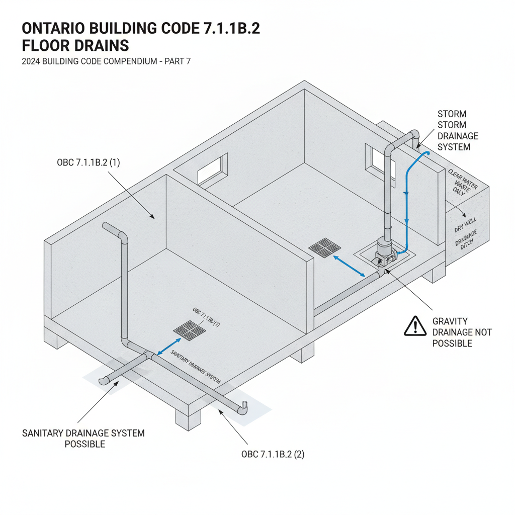 2024 Ontario Building Code Requirements for Floor Drains and Plumbing Service Connections