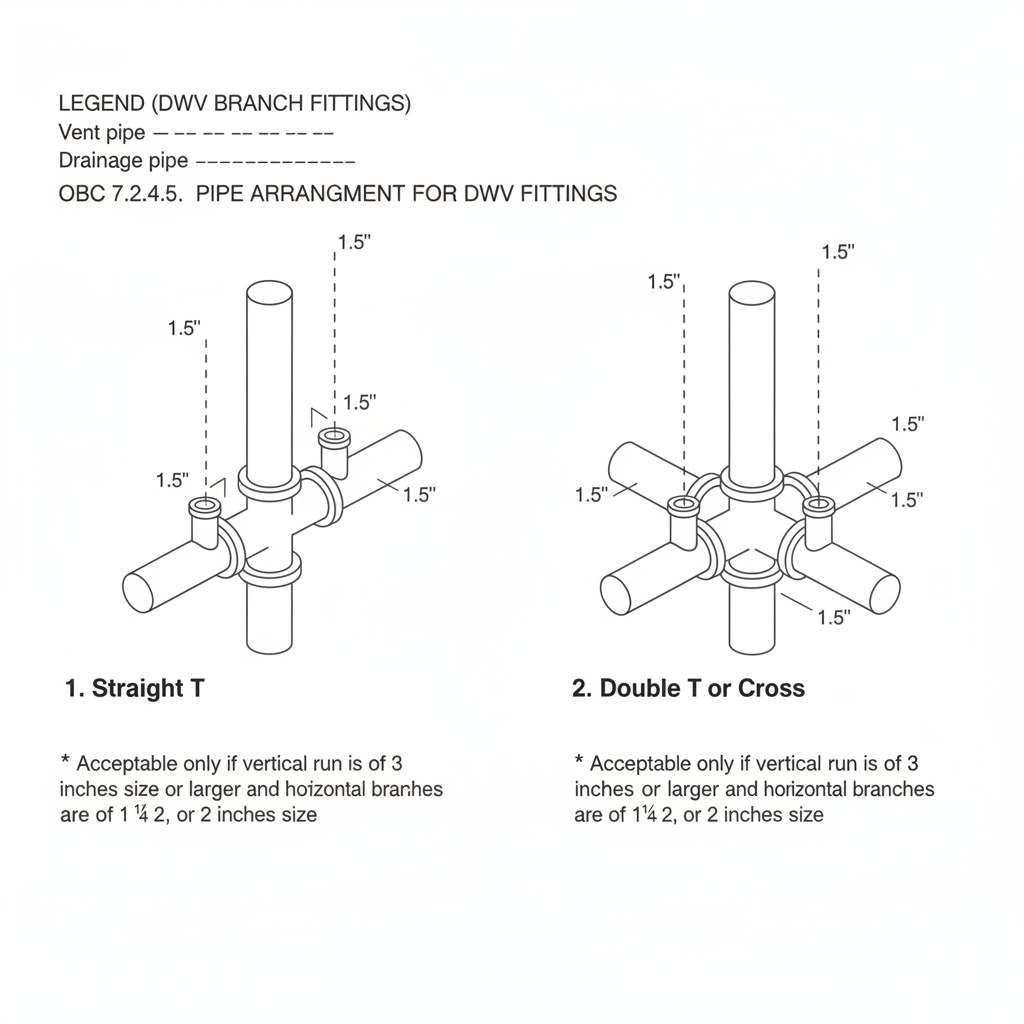 2024 Ontario Building Code Guide: DWV Pipe Arrangement and Fitting Standards (Table 7.2.4.5)