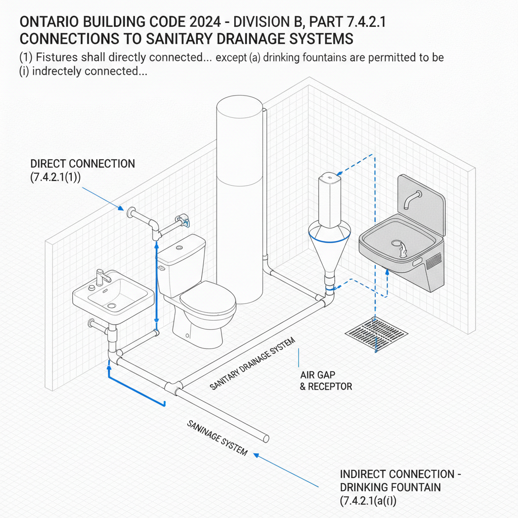 2024 Ontario Building Code Section 7.4.2.1: Sanitary Drainage System Connection Guide