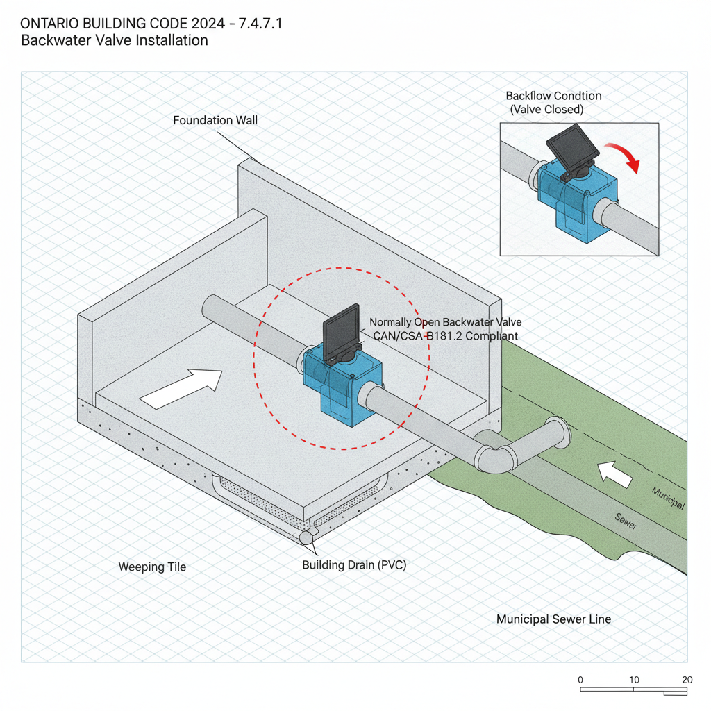 2024 Ontario Building Code (OBC) Guide: Backwater Valves and Drainage Systems in London, Ontario