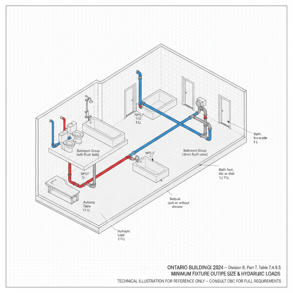 2024 Ontario Building Code Guide: Fixture Outlet Pipe Sizes and Hydraulic Loads