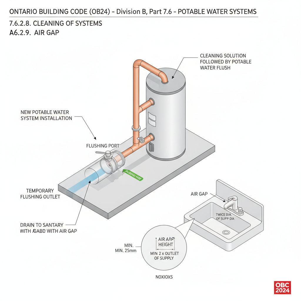 Ontario Building Code Potable Water Standards: OBC 7.6.2 Cleaning and Backflow Prevention