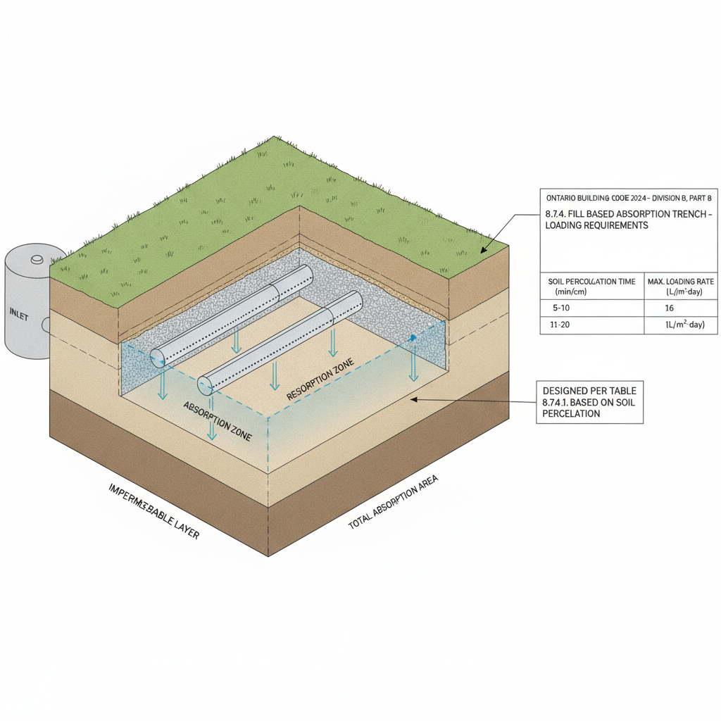 2024 Ontario Building Code Guide: Fill Based Absorption Trenches & Construction Standards