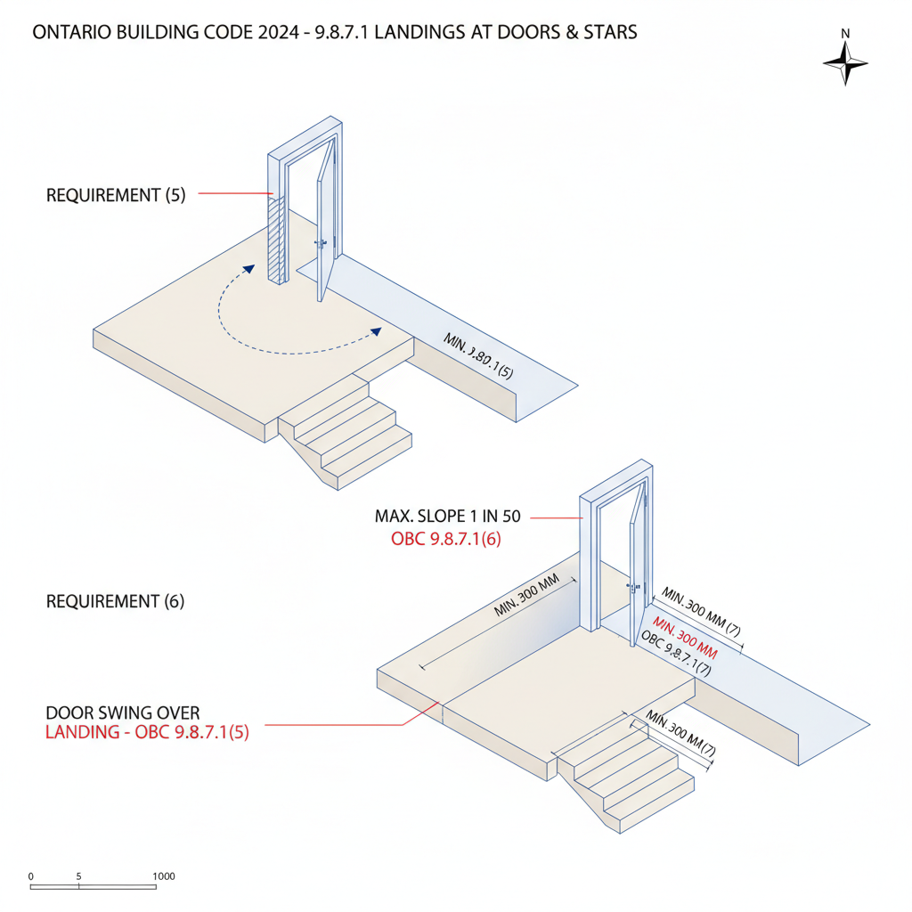 Ontario Building Code 2024: Handrail and Landing Requirements for Residential and Commercial Stairs