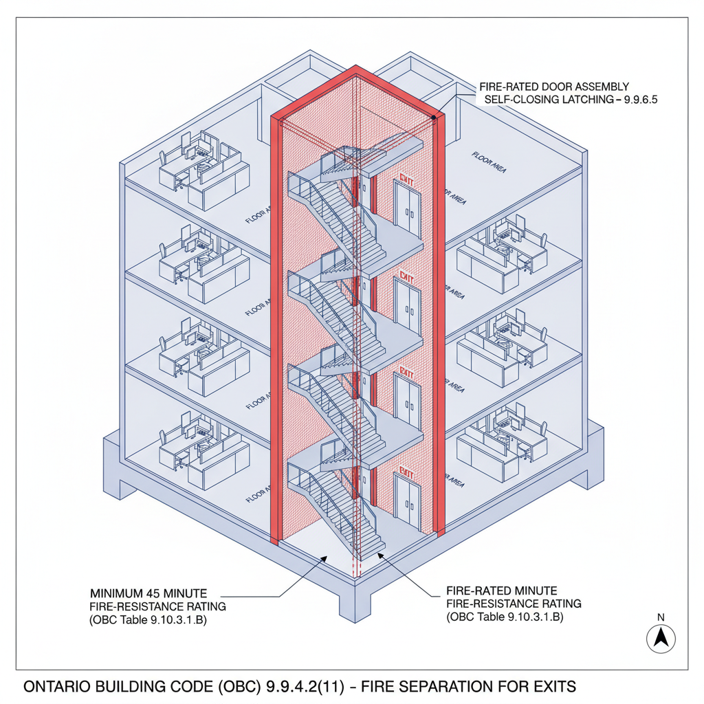 2024 Ontario Building Code: Fire Protection of Exits (OBC 9.9.4) Requirements