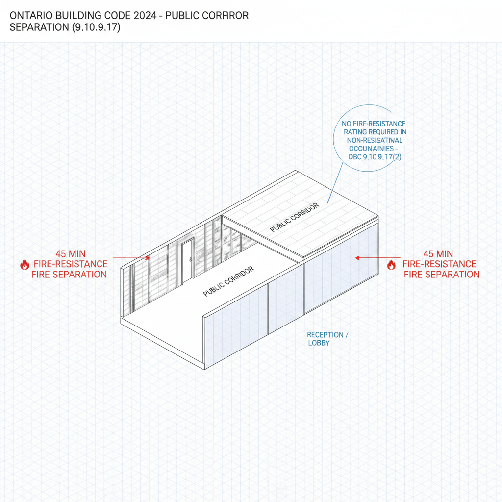 Ontario Building Code Fire Separation Requirements for Public Corridors and Storage Garages | OBC 9.10.9.17 & 9.10.9.18