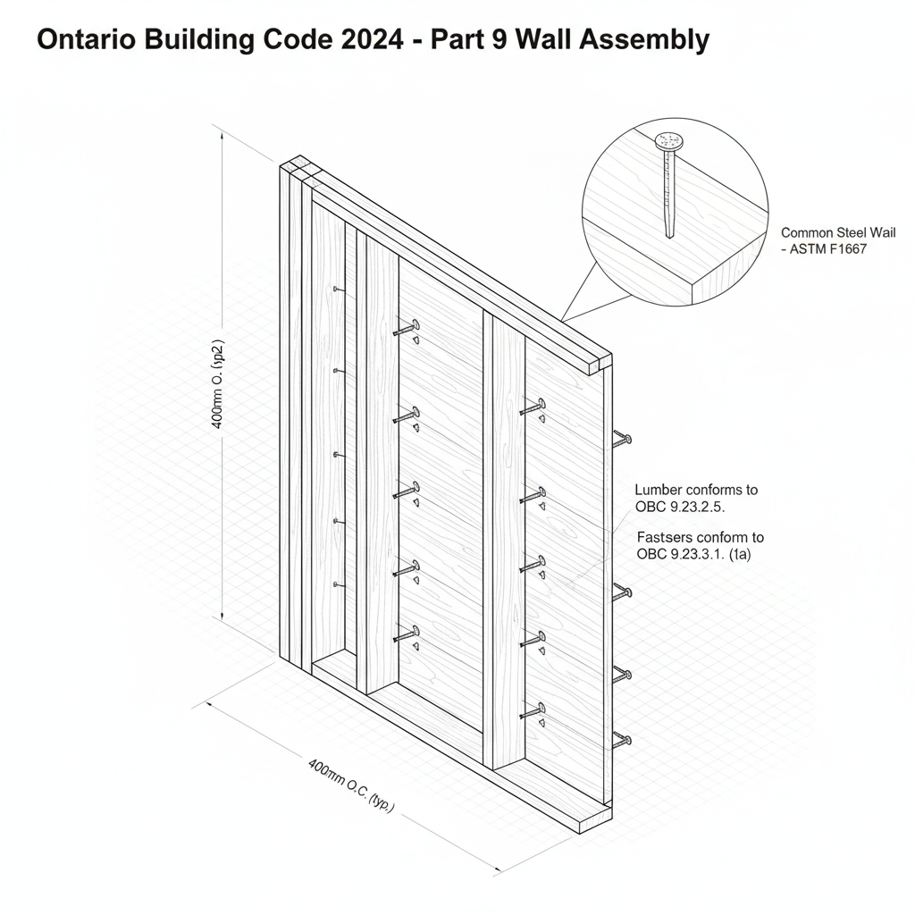 2024 Ontario Building Code Requirements for Lumber Fasteners and Nailing in Residential Framing