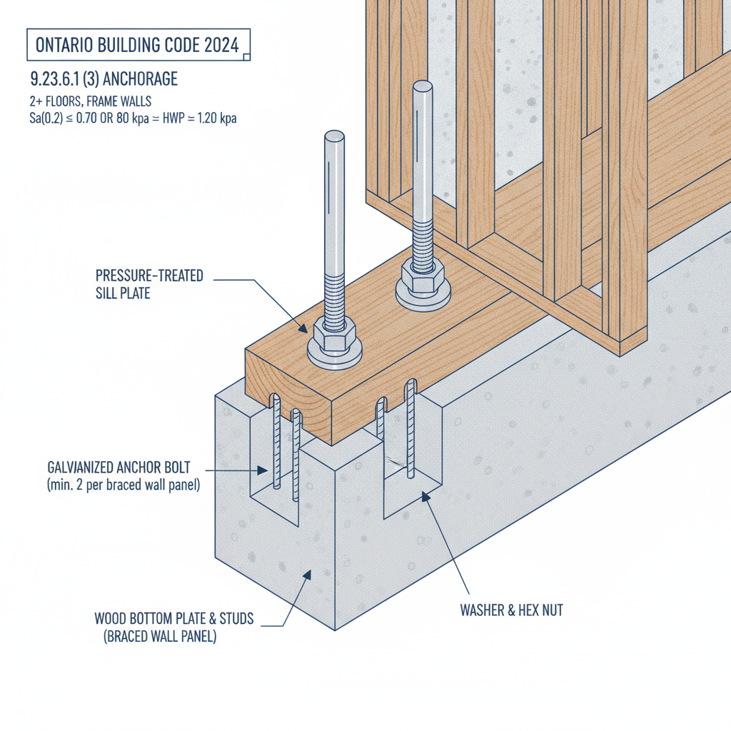OBC 2024 Guide: Foundation Anchorage and Anchor Bolt Standards for Ontario Builders