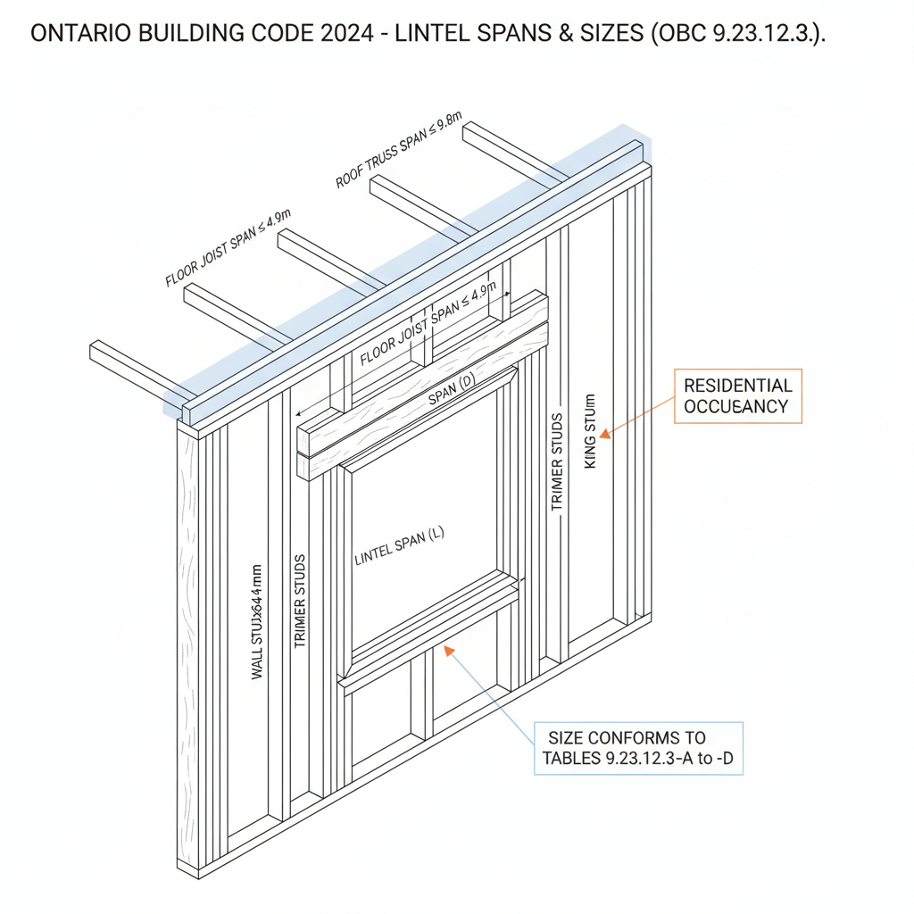 2024 Ontario Building Code: Lintel Span Standards and Lateral Load Bracing for London, Ontario Construction