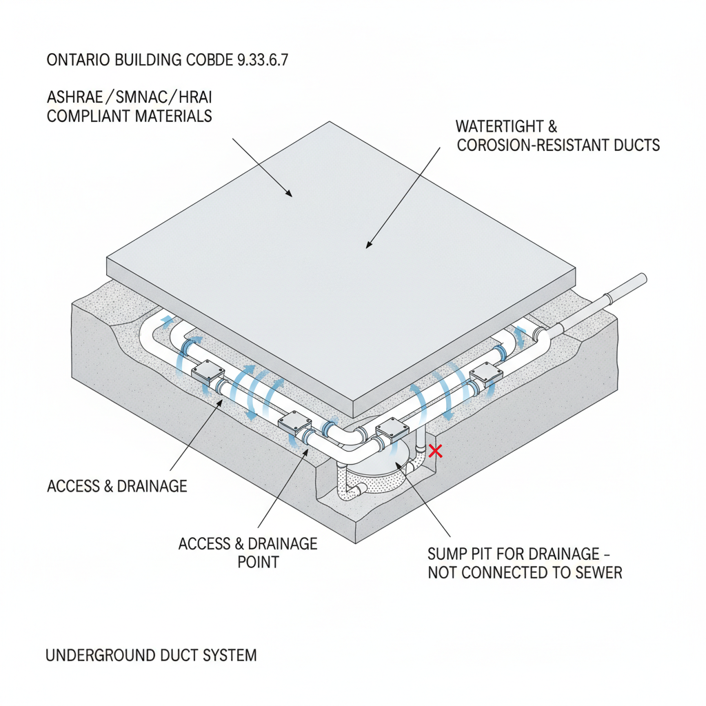 Ontario Building Code 9.33.6.7 & 9.33.6.8: Guide to Underground Ducts and Plenum Clearances